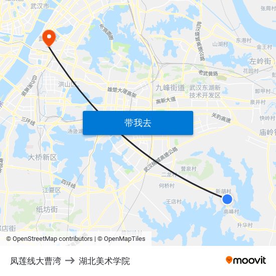 凤莲线大曹湾 to 湖北美术学院 map