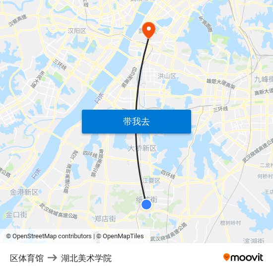 区体育馆 to 湖北美术学院 map