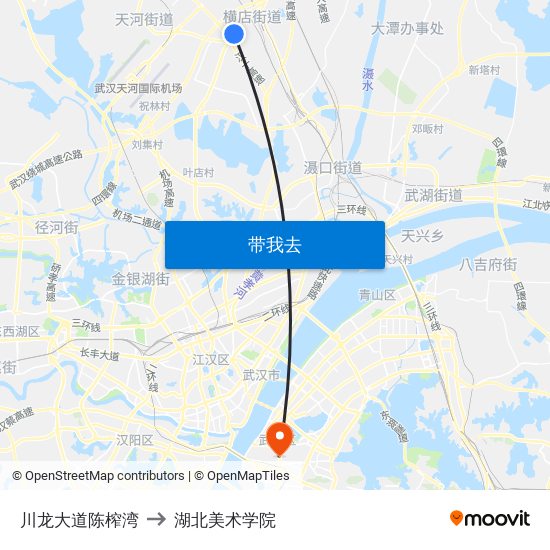 川龙大道陈榨湾 to 湖北美术学院 map