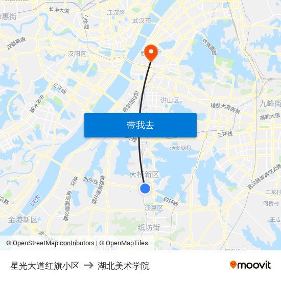 星光大道红旗小区 to 湖北美术学院 map