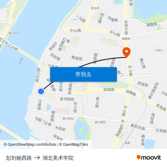 彭刘杨西路 to 湖北美术学院 map