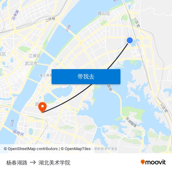 杨春湖路 to 湖北美术学院 map