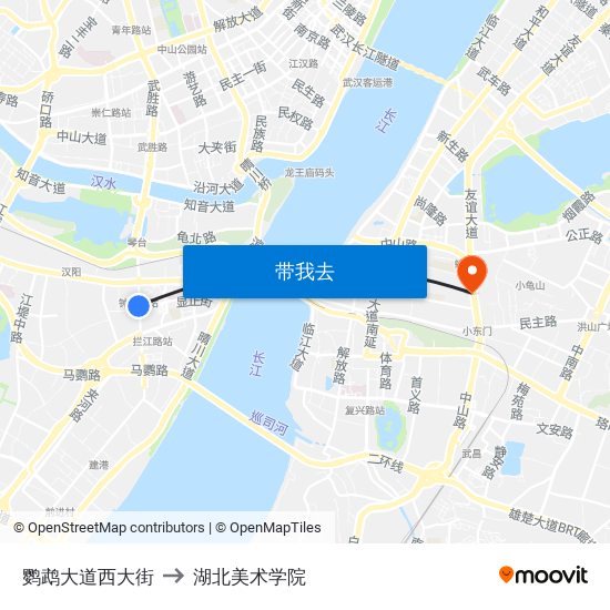 鹦鹉大道西大街 to 湖北美术学院 map