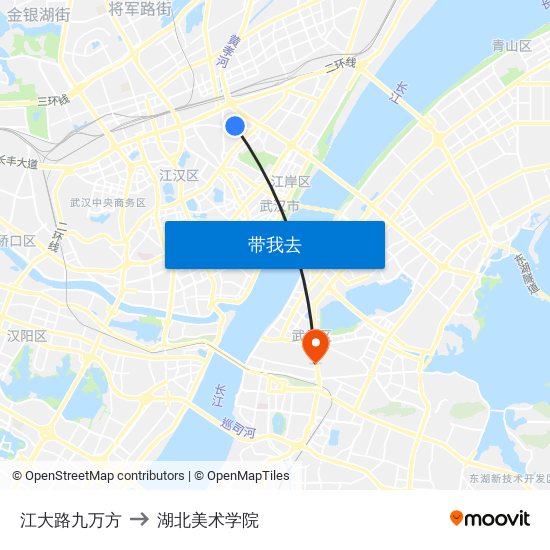 江大路九万方 to 湖北美术学院 map