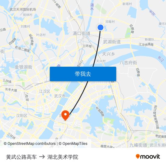 黄武公路高车 to 湖北美术学院 map