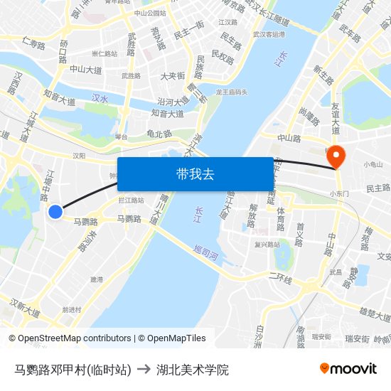 马鹦路邓甲村(临时站) to 湖北美术学院 map