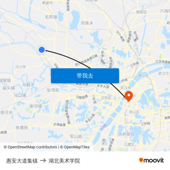 惠安大道集镇 to 湖北美术学院 map