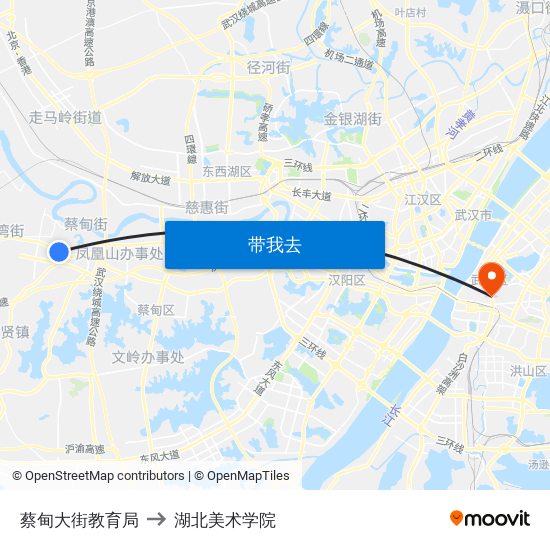 蔡甸大街教育局 to 湖北美术学院 map