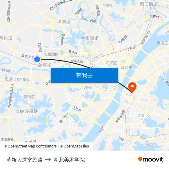 革新大道富民路 to 湖北美术学院 map