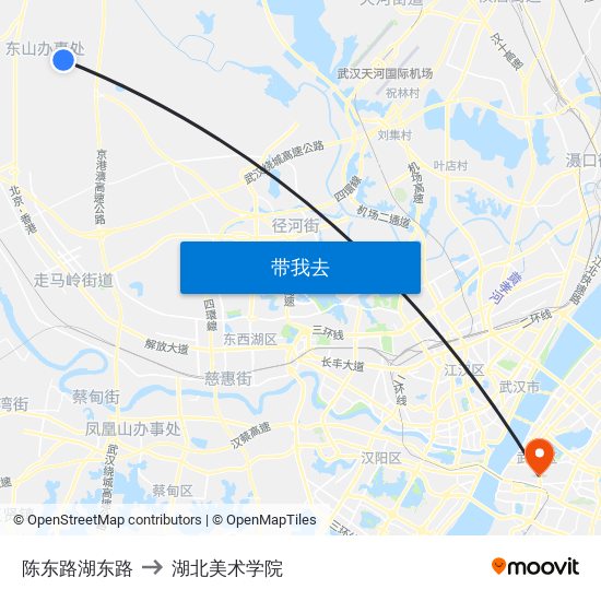 陈东路湖东路 to 湖北美术学院 map