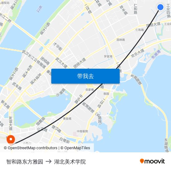 智和路东方雅园 to 湖北美术学院 map