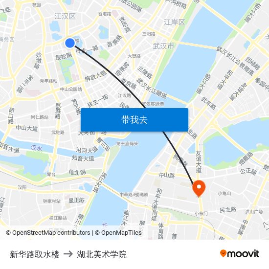 新华路取水楼 to 湖北美术学院 map