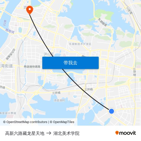 高新六路藏龙星天地 to 湖北美术学院 map