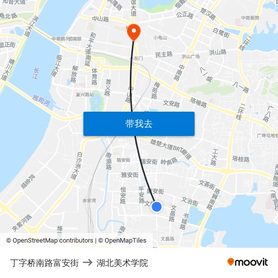 丁字桥南路富安街 to 湖北美术学院 map