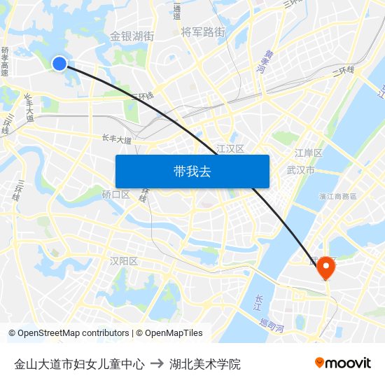 金山大道市妇女儿童中心 to 湖北美术学院 map