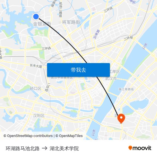 环湖路马池北路 to 湖北美术学院 map