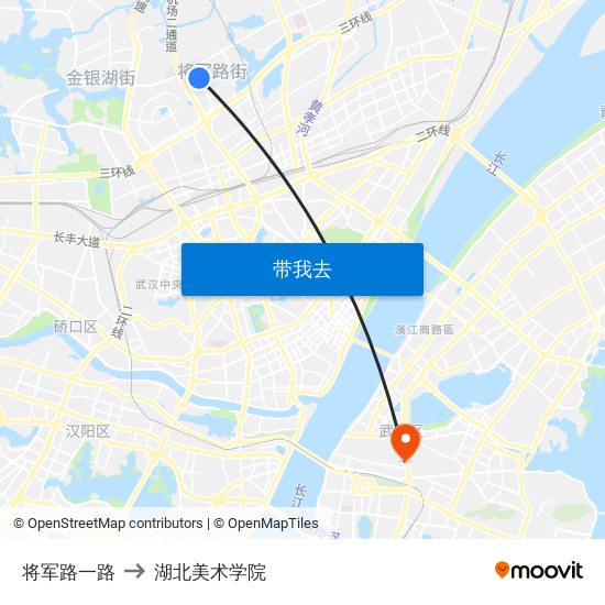 将军路一路 to 湖北美术学院 map