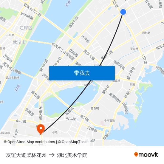 友谊大道柴林花园 to 湖北美术学院 map