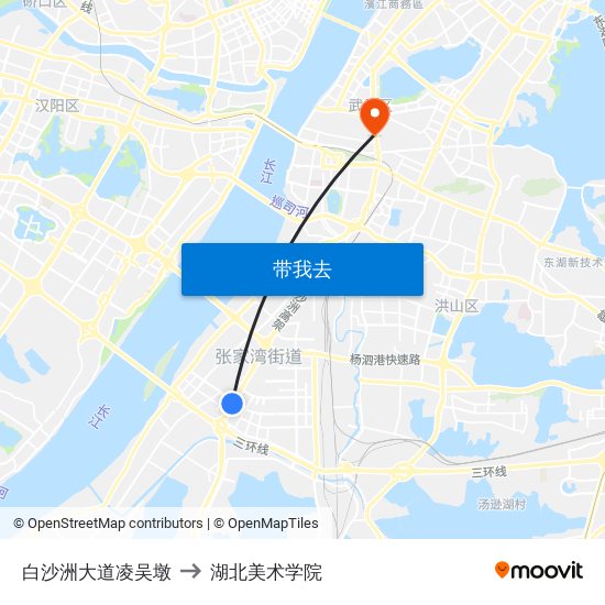 白沙洲大道凌吴墩 to 湖北美术学院 map