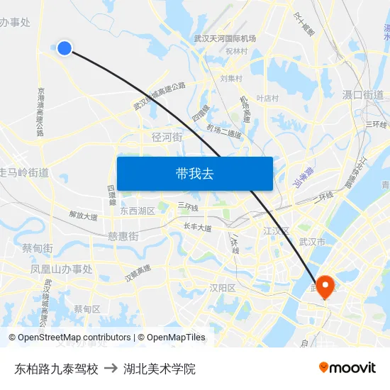 东柏路九泰驾校 to 湖北美术学院 map