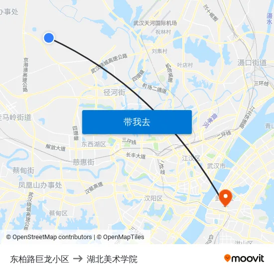 东柏路巨龙小区 to 湖北美术学院 map