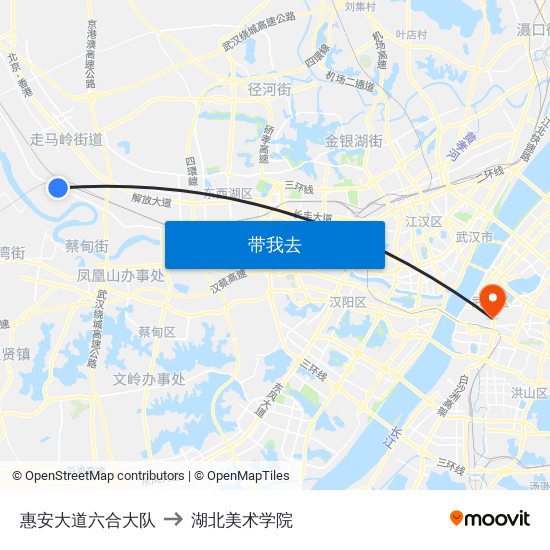 惠安大道六合大队 to 湖北美术学院 map