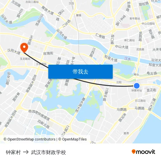 钟家村 to 武汉市财政学校 map