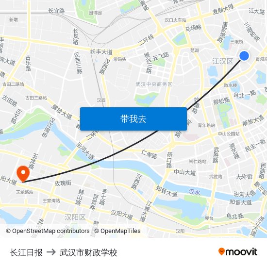 长江日报 to 武汉市财政学校 map