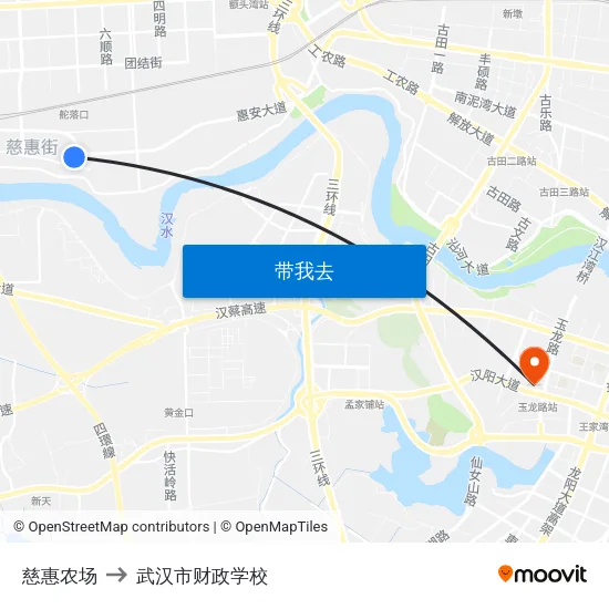 慈惠农场 to 武汉市财政学校 map