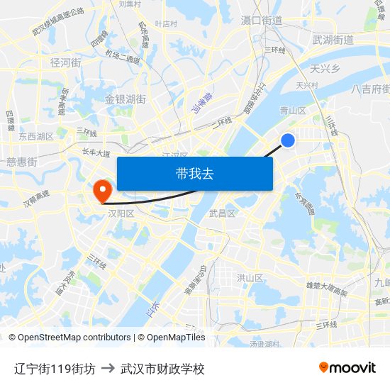 辽宁街119街坊 to 武汉市财政学校 map