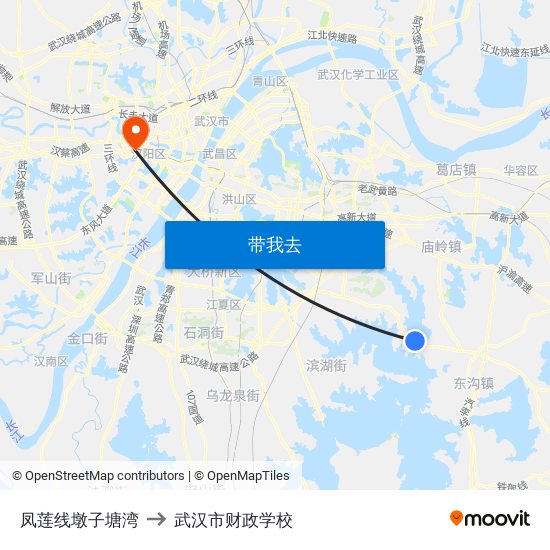 凤莲线墩子塘湾 to 武汉市财政学校 map