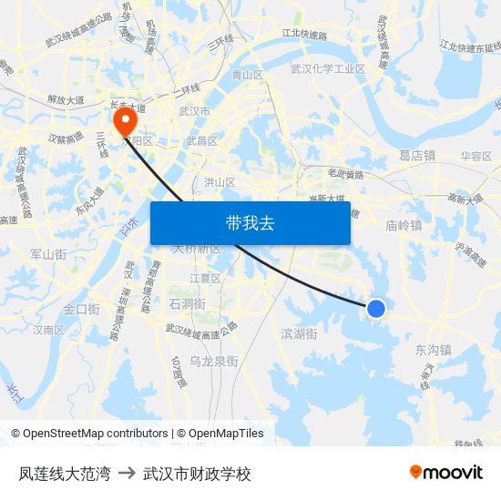 凤莲线大范湾 to 武汉市财政学校 map