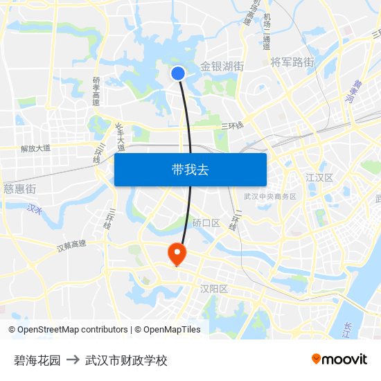 碧海花园 to 武汉市财政学校 map