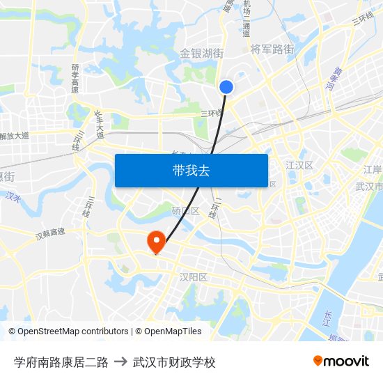 学府南路康居二路 to 武汉市财政学校 map