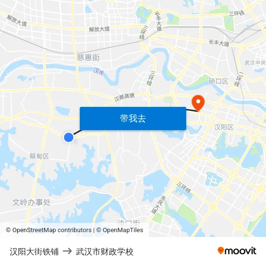 汉阳大街铁铺 to 武汉市财政学校 map