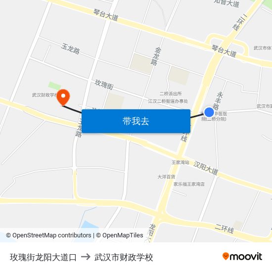 玫瑰街龙阳大道口 to 武汉市财政学校 map