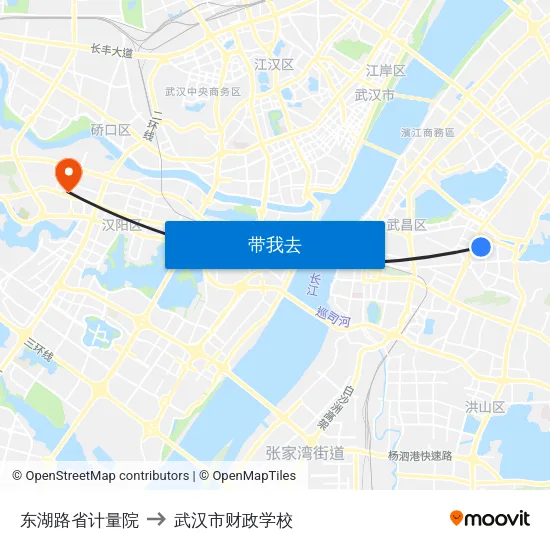 东湖路省计量院 to 武汉市财政学校 map