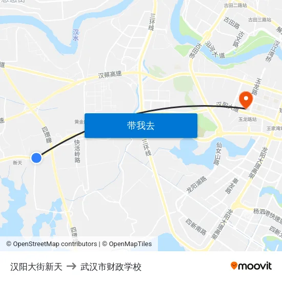 汉阳大街新天 to 武汉市财政学校 map