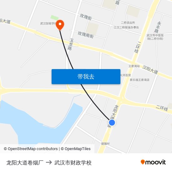 龙阳大道卷烟厂 to 武汉市财政学校 map