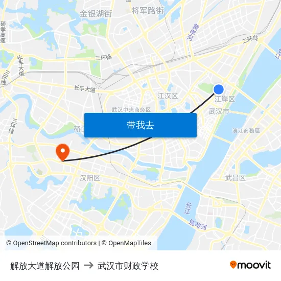 解放大道解放公园 to 武汉市财政学校 map