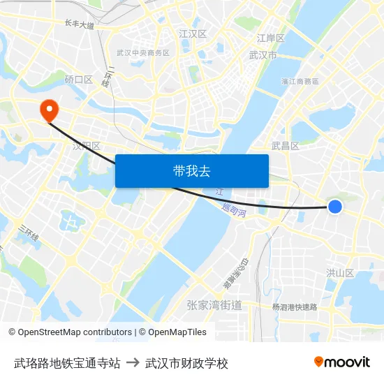 武珞路地铁宝通寺站 to 武汉市财政学校 map