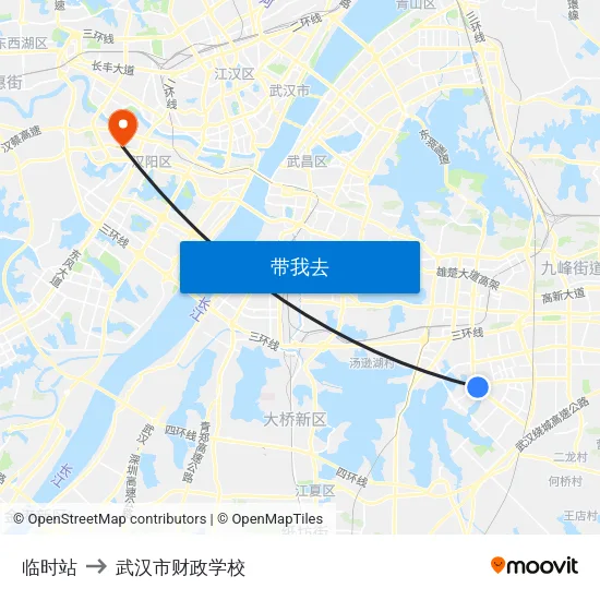 临时站 to 武汉市财政学校 map