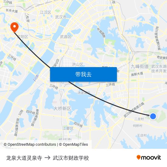 龙泉大道灵泉寺 to 武汉市财政学校 map