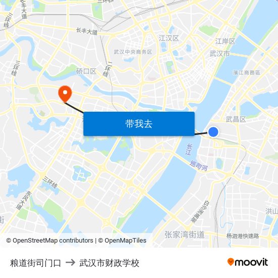 粮道街司门口 to 武汉市财政学校 map