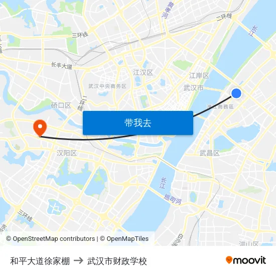 和平大道徐家棚 to 武汉市财政学校 map