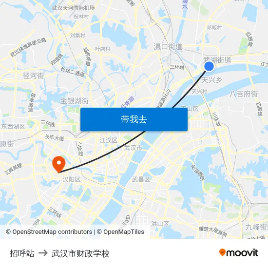 招呼站 to 武汉市财政学校 map