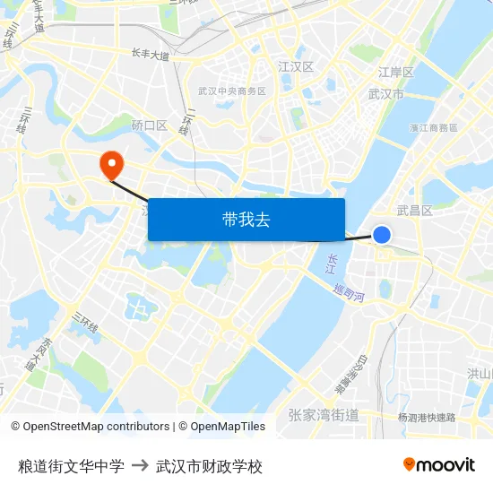 粮道街文华中学 to 武汉市财政学校 map