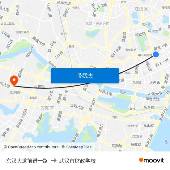 京汉大道前进一路 to 武汉市财政学校 map