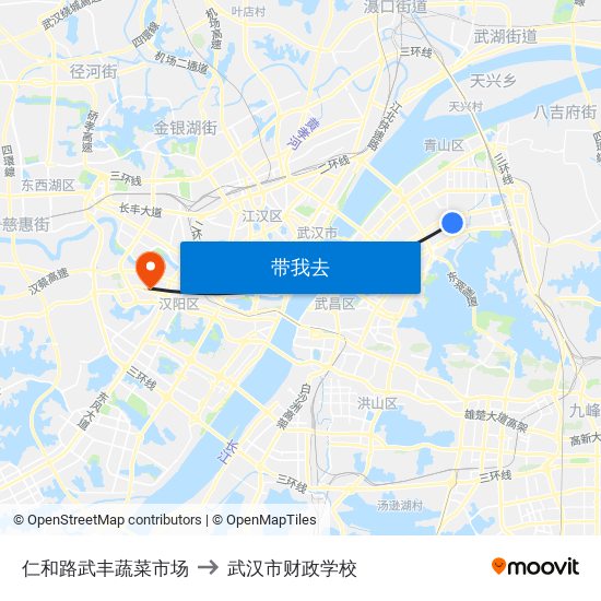 仁和路武丰蔬菜市场 to 武汉市财政学校 map
