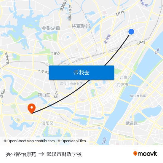 兴业路怡康苑 to 武汉市财政学校 map